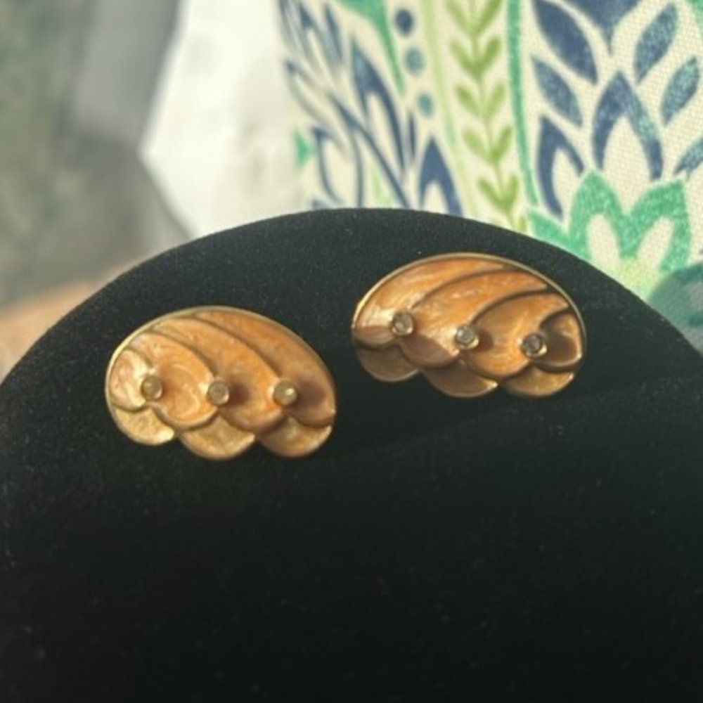 VTG KJL for AVON Enamel Rhinestone Runway EARRINGS